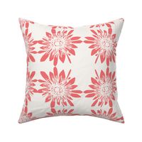 (M) Single Protea Flower Coral on Ivory 