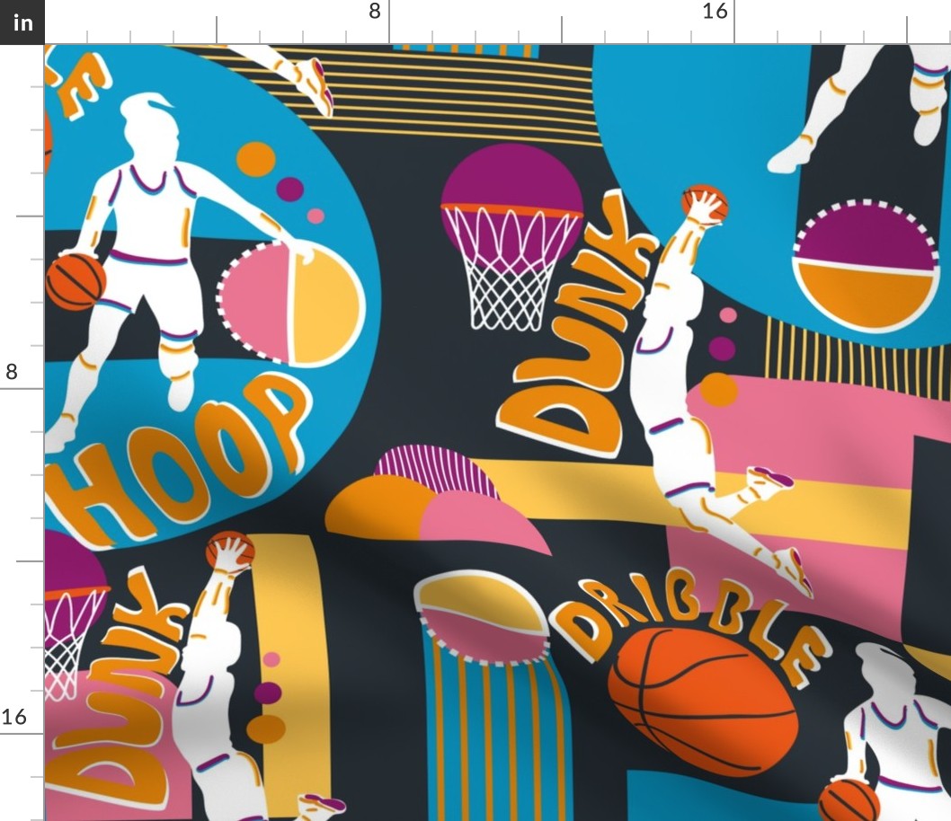 Basketball Graffiti- Retro Colorful Sport- Large Scale