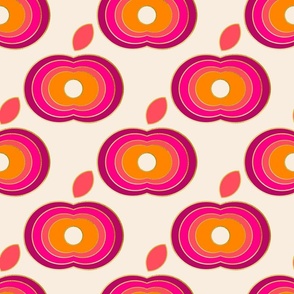 Groovy 70s style geometric apples - orange and pink - Disco Dreams collection