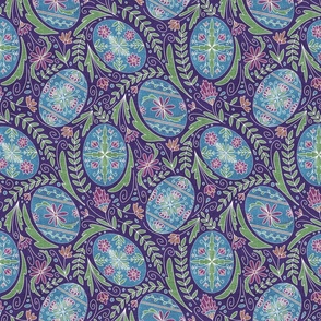 Medium Pysanky Maximalist Floral - Teal, Pink, and Purple