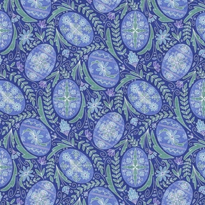 Medium Pysanky Maximalist Floral - Periwinkle and Royal Blue