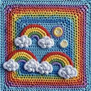 Colorful Crochet Rainbow & Clouds