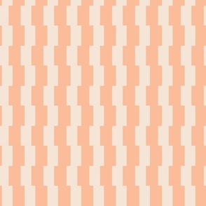 Offset Vertical Stripes Block Print in beige, cream, and fuzzy peach 