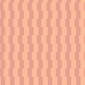 Offset Vertical Stripes Block Print in dusty pink, and fuzzy peach 