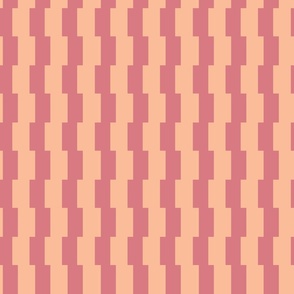 Offset Vertical Stripes Block Print in dusty rose pink, and fuzzy peach 