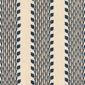 1890s Vintage Tiny Floral Stripes in Blue on Ivory - Original Colors 