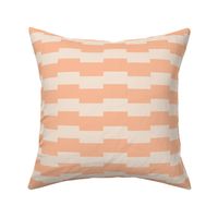 Offset Horizontal Stripes Block Print in beige, cream, and fuzzy peach 