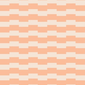 Offset Horizontal Stripes Block Print in beige, cream, and fuzzy peach 