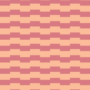 Offset Horizontal Stripes Block Print in dusty rose pink, and fuzzy peach 