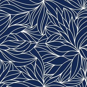 Elegant Sapphire Botanicals: Exquisite Navy Blue Leaf Pattern for Modern Home Decor and Stylish Accessories