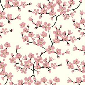 Arboretum- Cherry Blossom- Ivory- Large Scale