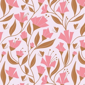 Brown and pink floral