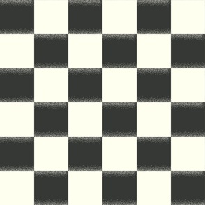 Misty Retro Check- Mineral Grey Charcoal Ivory Checkerboard- Large Scale