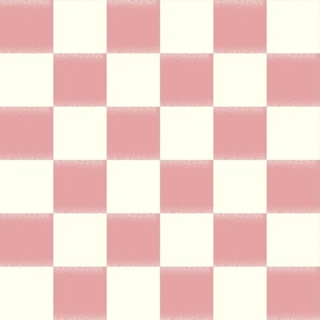 Misty Retro Check- Pastel Pink Ivory Checkerboard- Large Scale