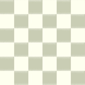Misty Retro Check- Sage Pale Artichoke Ivory Checkerboard- Large Scale