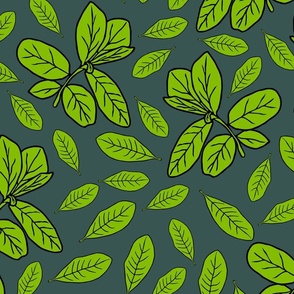 leaves on olive green (big)