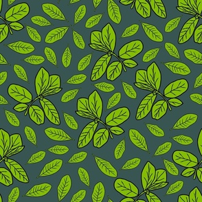 leaves on olive green (medium)