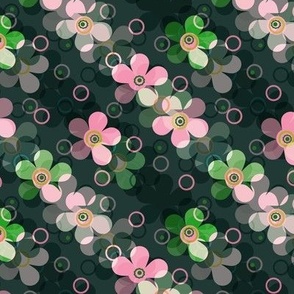  pink green dark rustic floral pattern retro