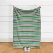 Sporty Vintage Horizontal Stripes in Preppy Pink and Green