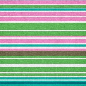 Sporty Vintage Horizontal Stripes in Preppy Pink and Green