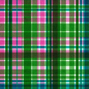 Preppy Vintage Madras Plaid in Pink, Green and Blue