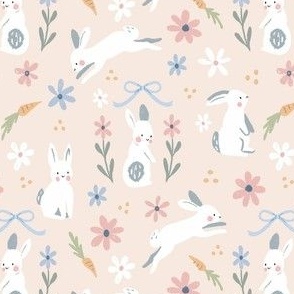 Bunny Fun Easter Floral in Beige 
