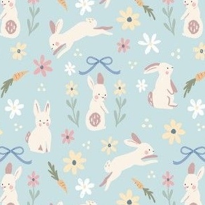 Bunny Fun Easter Floral in Blue