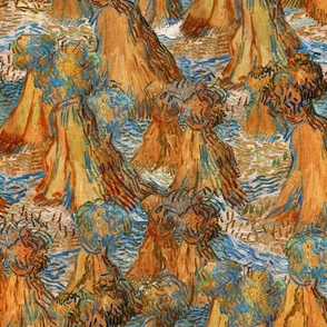 Vincent van Gogh's Sheaves of Wheat in rust orange blue