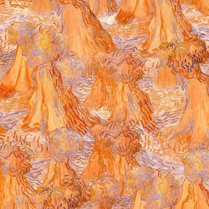 Vincent van Gogh's Sheaves of Wheat in rust orange lavender