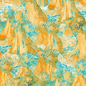 Vincent van Gogh's Sheaves of Wheat in yellow and turquoise blue