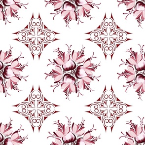 Callista ~ Burgundy and Pink Inky Floral