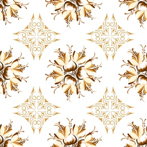 Callista ~ Golden Orange and Rust Inky Floral