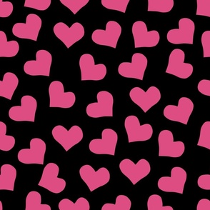 Hearts in pink | Large Version | Cute, small, pink hearts on Black