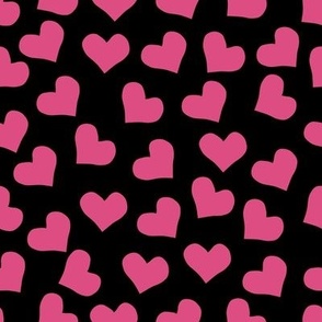 Hearts in pink | Small Version | Cute, small, pink hearts on Black