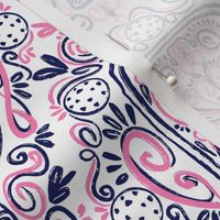 Pickleball Rococo Preppy Small Scale Pink and Navy 