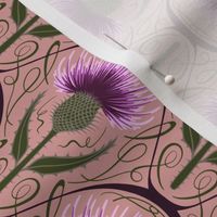 Art Nouveau Scottish Thistle in Pink (small size, sideways)
