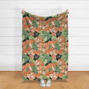 Peach and green retro flowers