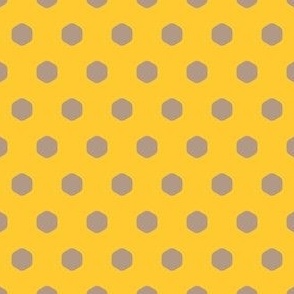 Small Geometric Hexagon polka dots beige on yellow