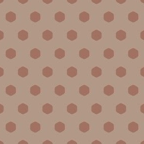 Small Geometric Hexagon polka dots brown on ecru beige