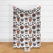 coffee bean mug cup memphis seamless pattern white background wallpaper download