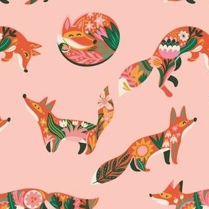 foxes treasures on pink