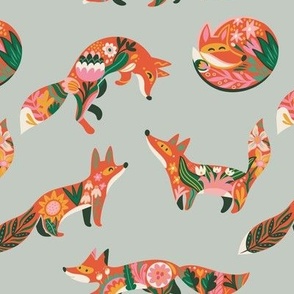 foxes treasures on gray