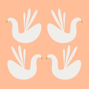 Art Deco Chic Swans Pattern - Peach Fuzz