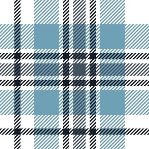  Navy, Denim, and Baby Blue Plaid Pattern in Large Scale for Kids or Nursery
