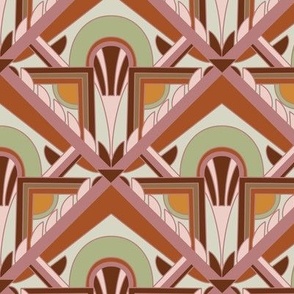 Medium Scale // Geometric Abstract Art Deco in Mint Green, Rust, Dusty Pink and Gold