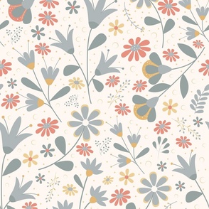 Welcoming Petals - Rosy Pale Ivory - Flowers - Florals - Nature - Daisies - Botanicals - Sophisticated - Bathroom Wallpaper