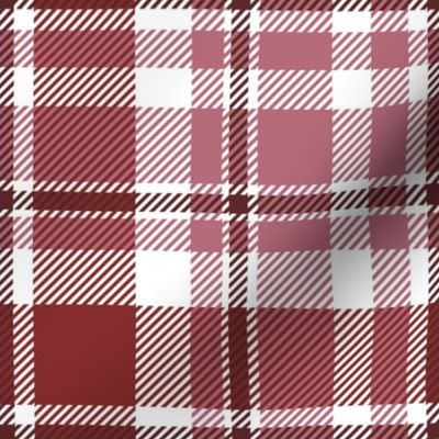 Medium Scale Plaid in Candy Pink, Rust Red, and Cream White