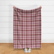 Medium Scale Plaid in Candy Pink, Rust Red, and Cream White