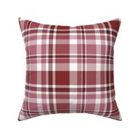 Medium Scale Plaid in Candy Pink, Rust Red, and Cream White