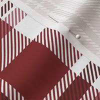 Medium Scale Plaid in Candy Pink, Rust Red, and Cream White